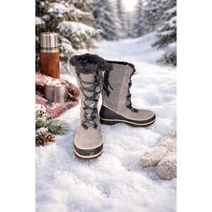 Sorel Tripoli High Houndstooth Lace Up Waterproof Boots Faux Fur Lined Women’s 6